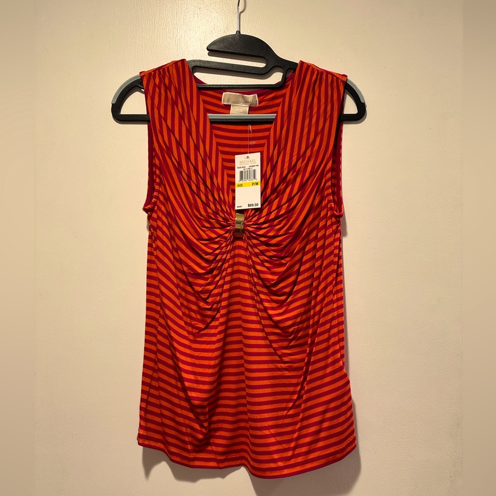 Michael Kors sleeveless blouse with ruched detail NWT